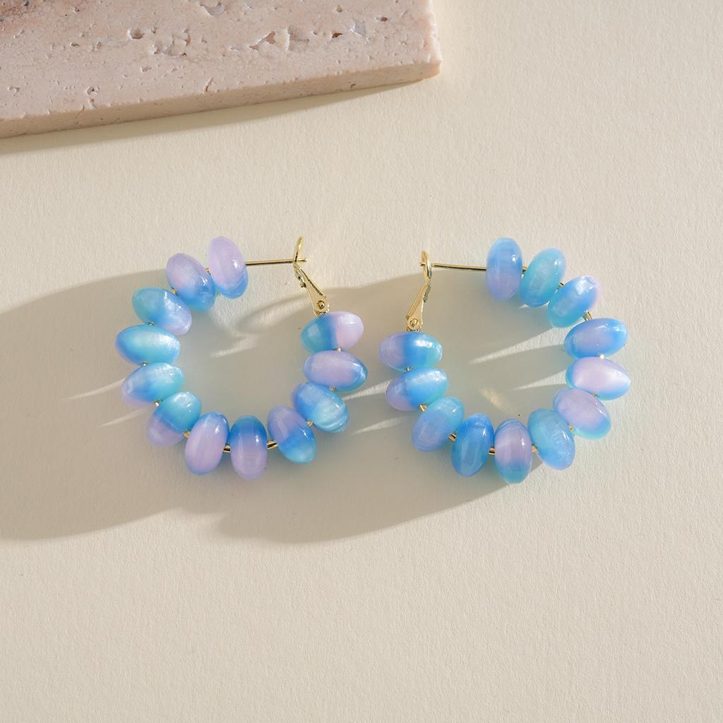 Round Resin Silver Needle Earrings Color Unique Earrings Fashion Personality Earrings