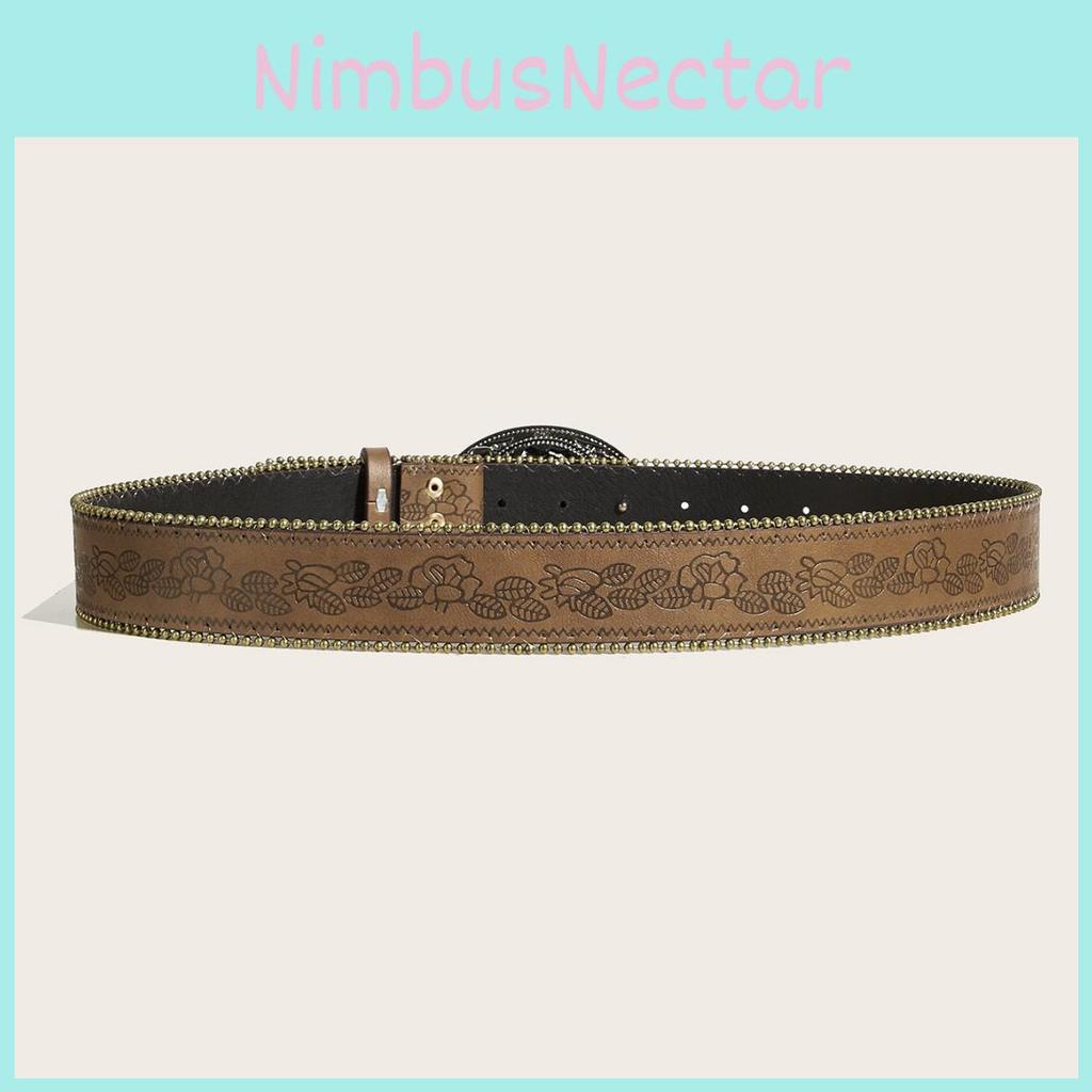 Punk Leather Belt With Alloy Buckle For Hip Hop Style Casual Wear