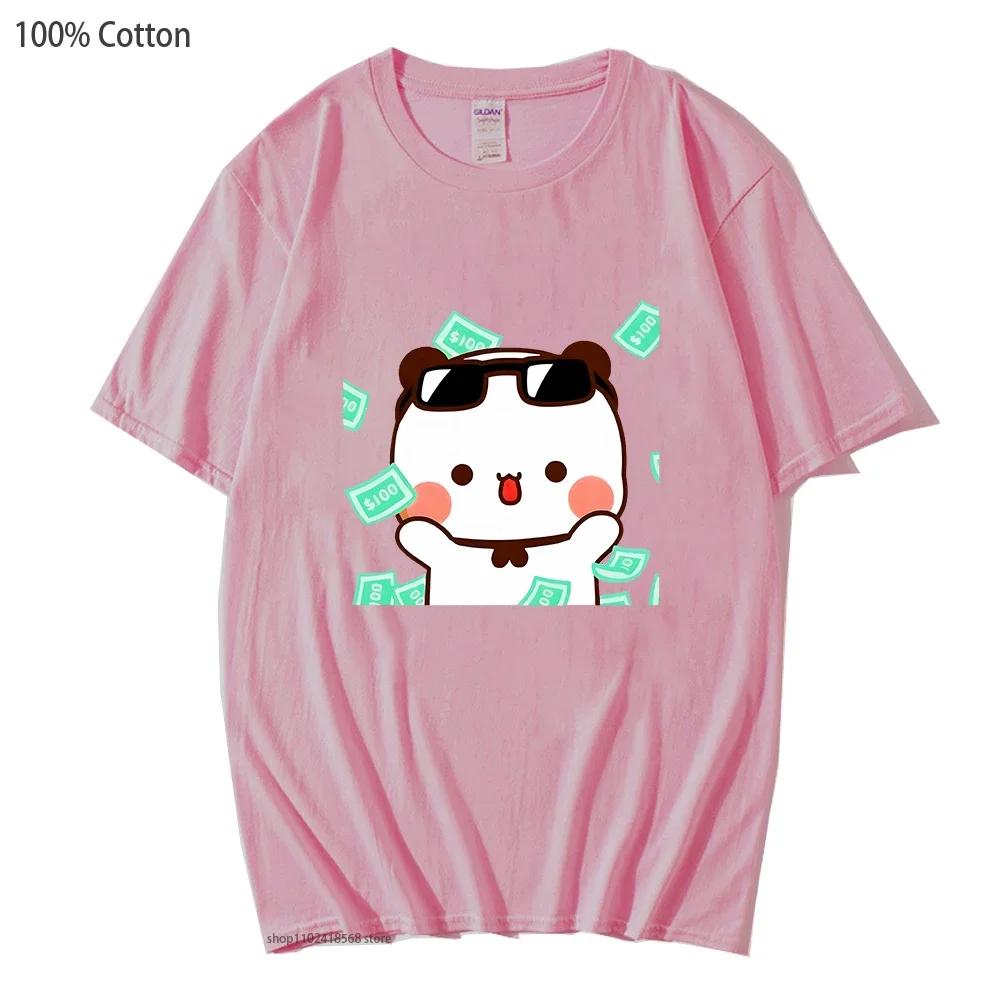 Cute Bubu and dudu Is So Rich Millionaire T-Shirts for Men Women Couple clothes Cotton Tops Panda Bear Tees Casual