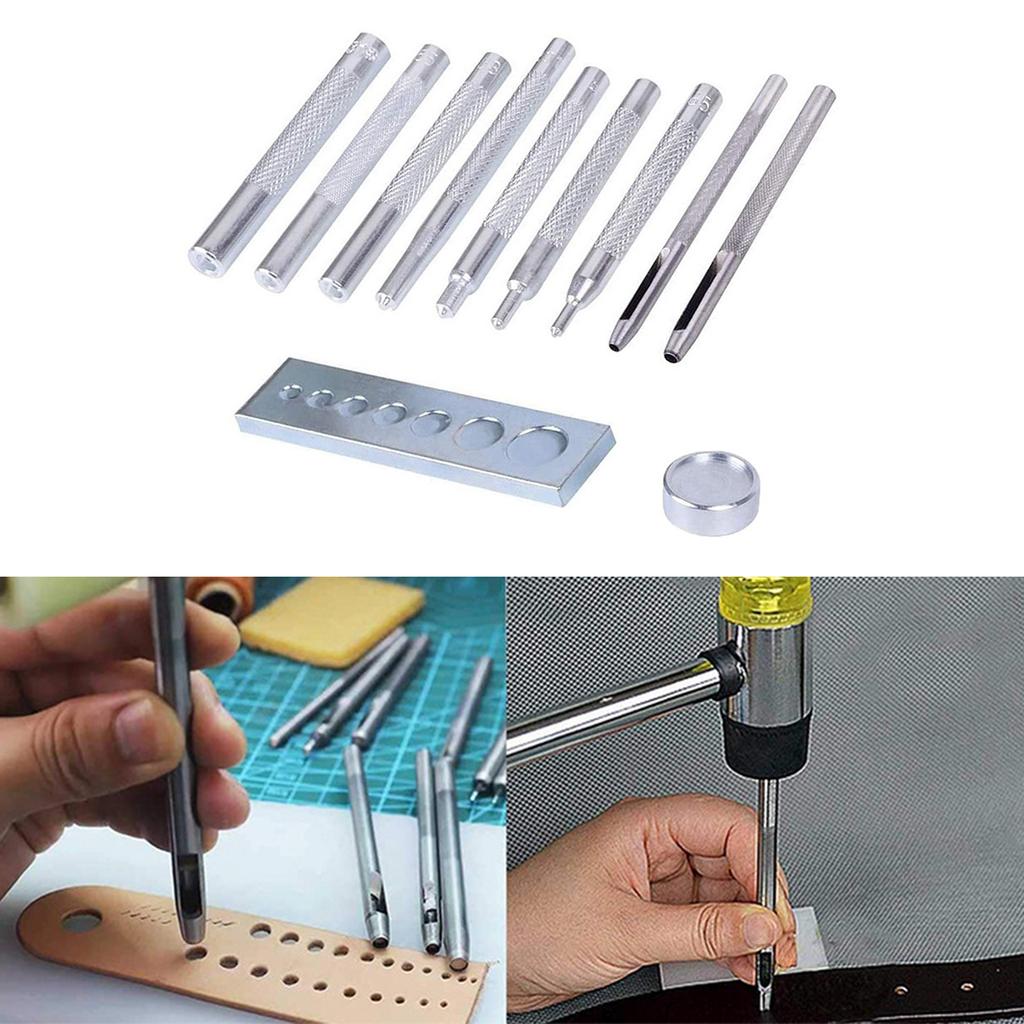 Snap Fastener Fixing Tool Kits with Hollow Hole Punch Tools for Hand Sewing Leather Crafts and Clothing Repair