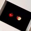 Allergy Resistant Starry Apples Stud Earrings Easy Clasp Alloy Jewelry for Party Outfits Everyday Use