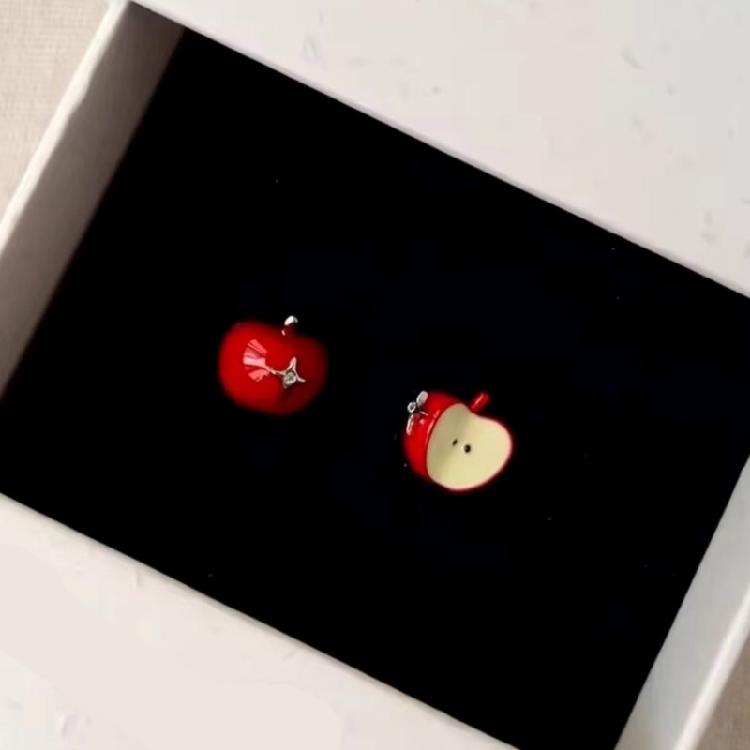 Allergy Resistant Starry Apples Stud Earrings Easy Clasp Alloy Jewelry for Party Outfits Everyday Use