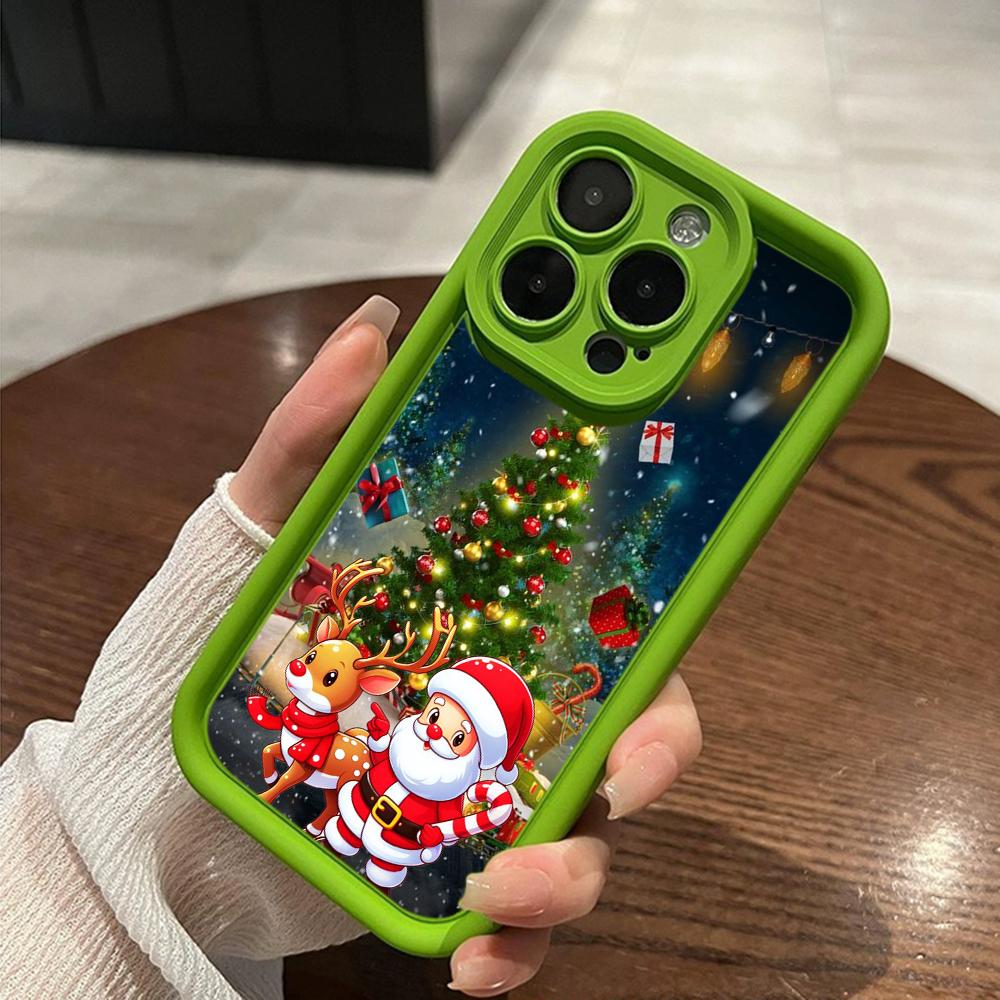 Ae121 Merry Christmas Santa design art Phone Cases for iPhone 16 14 13 11 Pro Max 15 7 8 6 Plus 12 mini XR XS Max SE Angel Eye Ladder Protective Cover