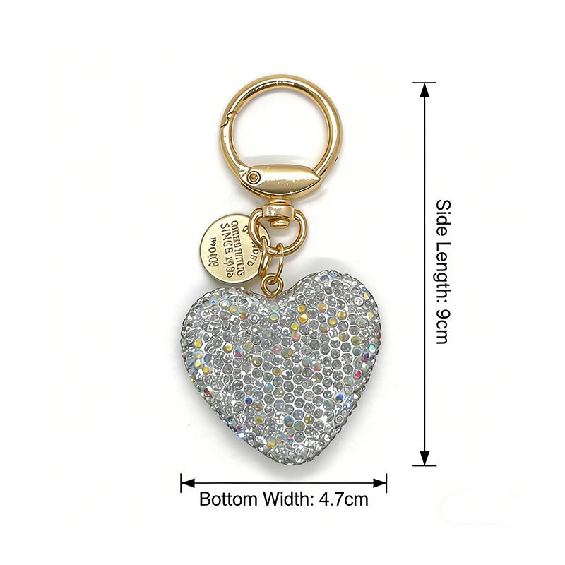 Bling Bling Pink Heart Crystal Rhinestone Soft Clay Keychain for Women, Cute Fashion Bag Charm & Key Ring Pendant for Purse Keys белый