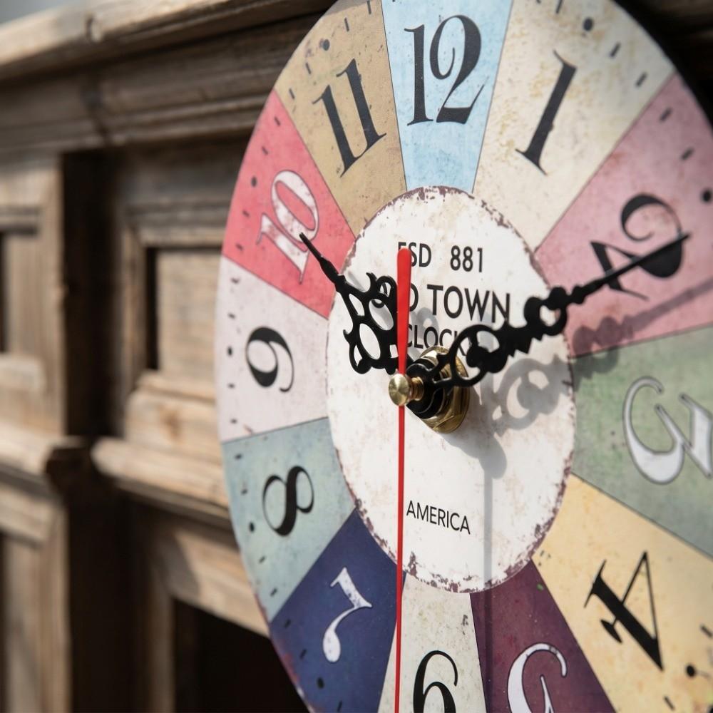 Battery Operated Wall Clock 12 Inch Wood Wall Clock Retro Decorative Wall Clock Bathroom