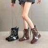 Cowhide Version~ Thick-soled Heightening Retro Boxing Boots Women's 2025 New Lace-up Versatile Martin Boots Niche German Training Boots