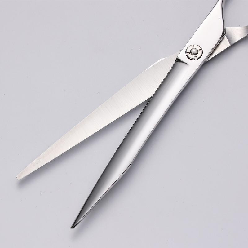 HUASIS HU48 7.5" 8'' Dog Straight Scissors Grooming 440C Stainless Steel Mirror Polished 61HRC Hardness Handmade Pet
