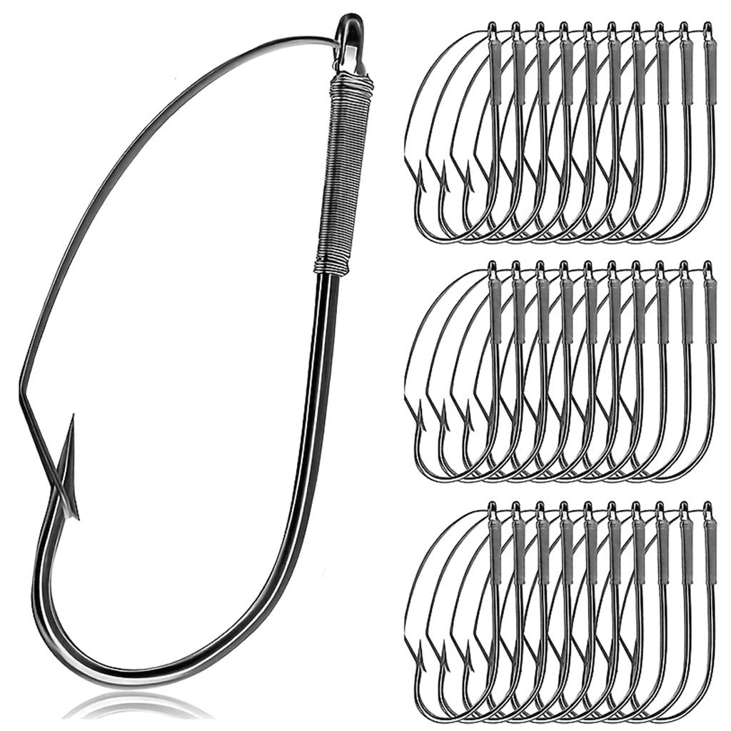 30Pcs Weedless Wackys Rig Hook AntiHanging Bottom Mouthguard Fishes Hook Long Neck Hook Fishings Accessories Easy to Use