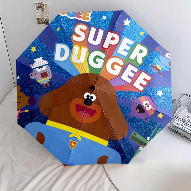 Hey Duggee  Pattern, Automatic Folding Umbrella, Portable and Foldable Design, 8 Ribs, a Christmas or Birthday Gift.