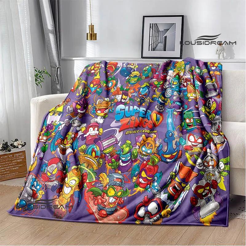 3D Cute Cartoon Super Zings Blankets Picnic Blanket Warm Flannel Blankets Soft and Comfortable Blanket Bed Linings Birthday Gift