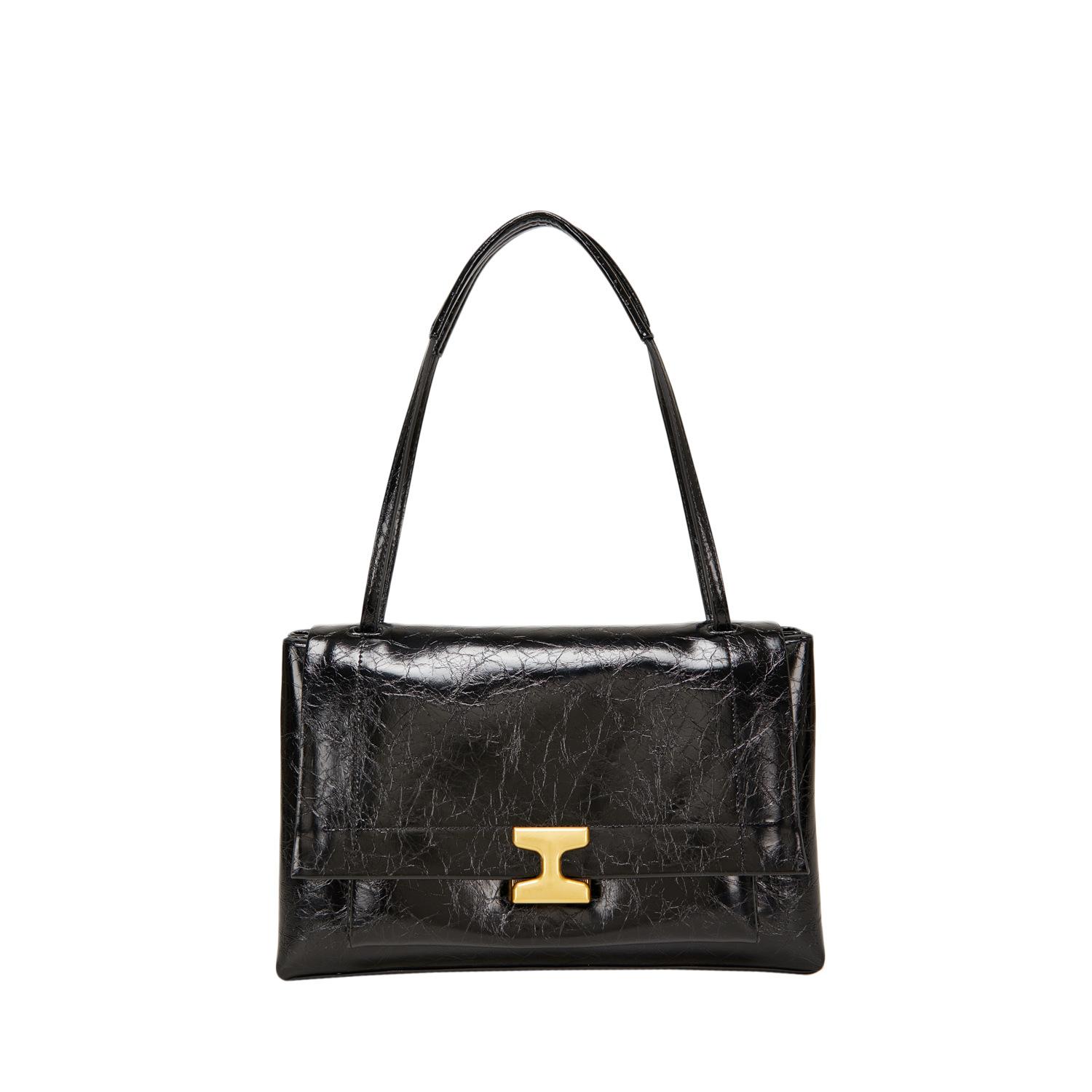 

New shoulder bag autumn and winter oily leather women s shoulder bag fashion slack underarm bag commuter large capacity tote bag