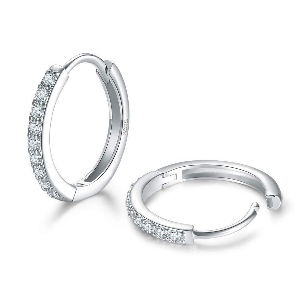 Zircon Hoop Earrings: 925 Silver Needle Fashion Ear Cuffs for Women