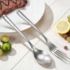 Pure Titanium Long Handle Dessert & Coffee Cutlery Set – Spoon, Fork, Knife with Crystal Ice Flower Design