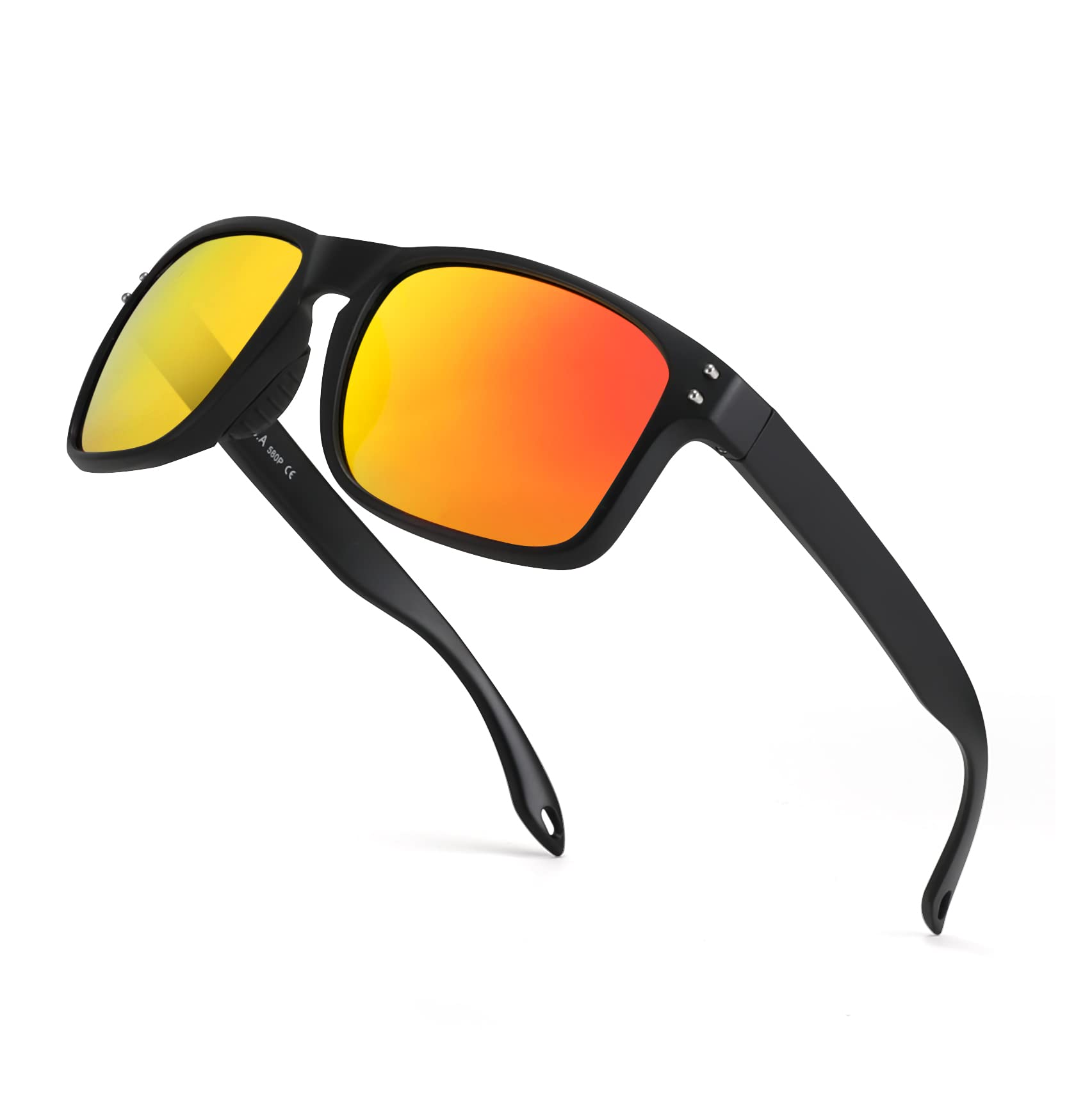 

Sports Sunglasses Polarized Large Popular Sunglasses Wellington Frame UV Protection Fishing Driving Sunglasses Mirror Lens B2234 [FEISEDY] Men s 100%