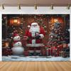 2D Weihnachts-Weihnachtsmann & Schneemann Kulisse Weihnachtsbaum Geschenk Fotografie Hintergrund