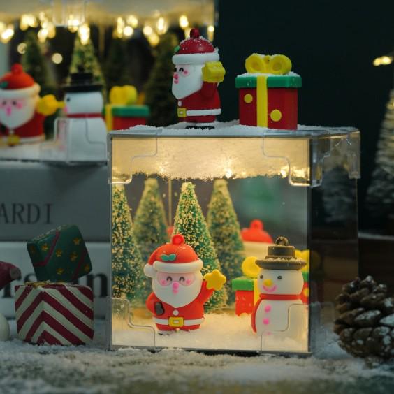 Handmade Christmas DIY Gift Pack: Mirror Rubik s Cube Night Light Souvenir Battery Version