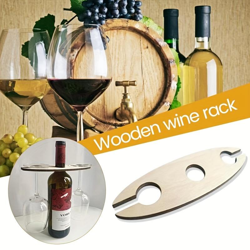 1/3pc Stackable Wooden Wine Rack Space-Saving Glass Cup Holder for Wine Enthusiasts Home Living Room Bar Display Wine Bottle Rac