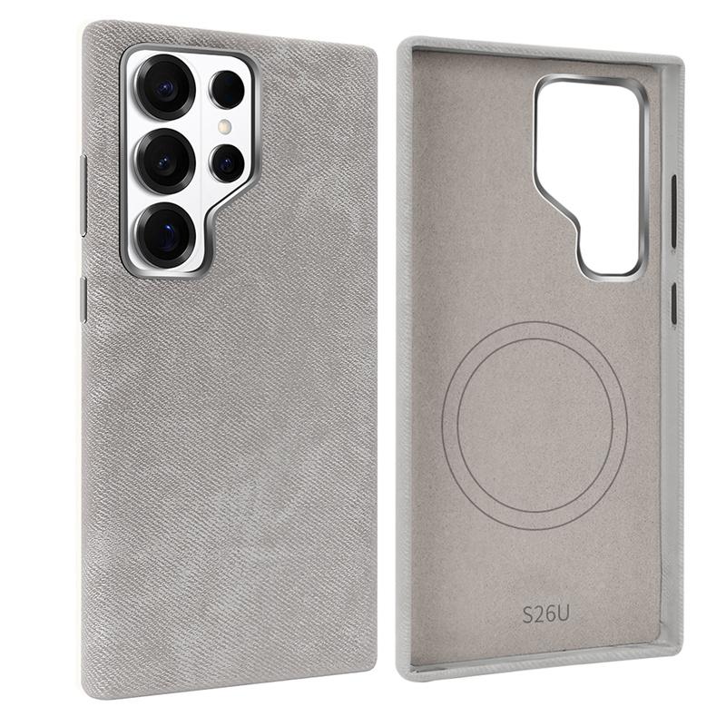 Luxury Microfiber Magnetic Wireless Charging Phone Case For Samsung Galaxy S24 S25 S26 Ultra For Magsafe Metal Camera Lens Cover