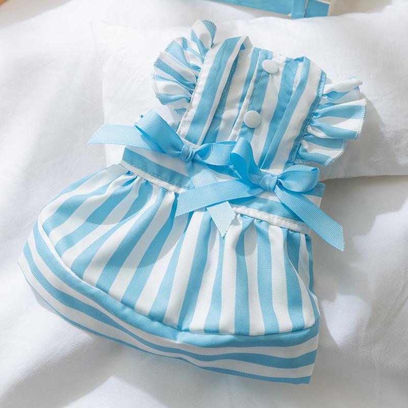 

Spring Summer Dog Korean Princess Style Lady Striped Bow Suspender Skirt Cat Dress Pet Clothes XL