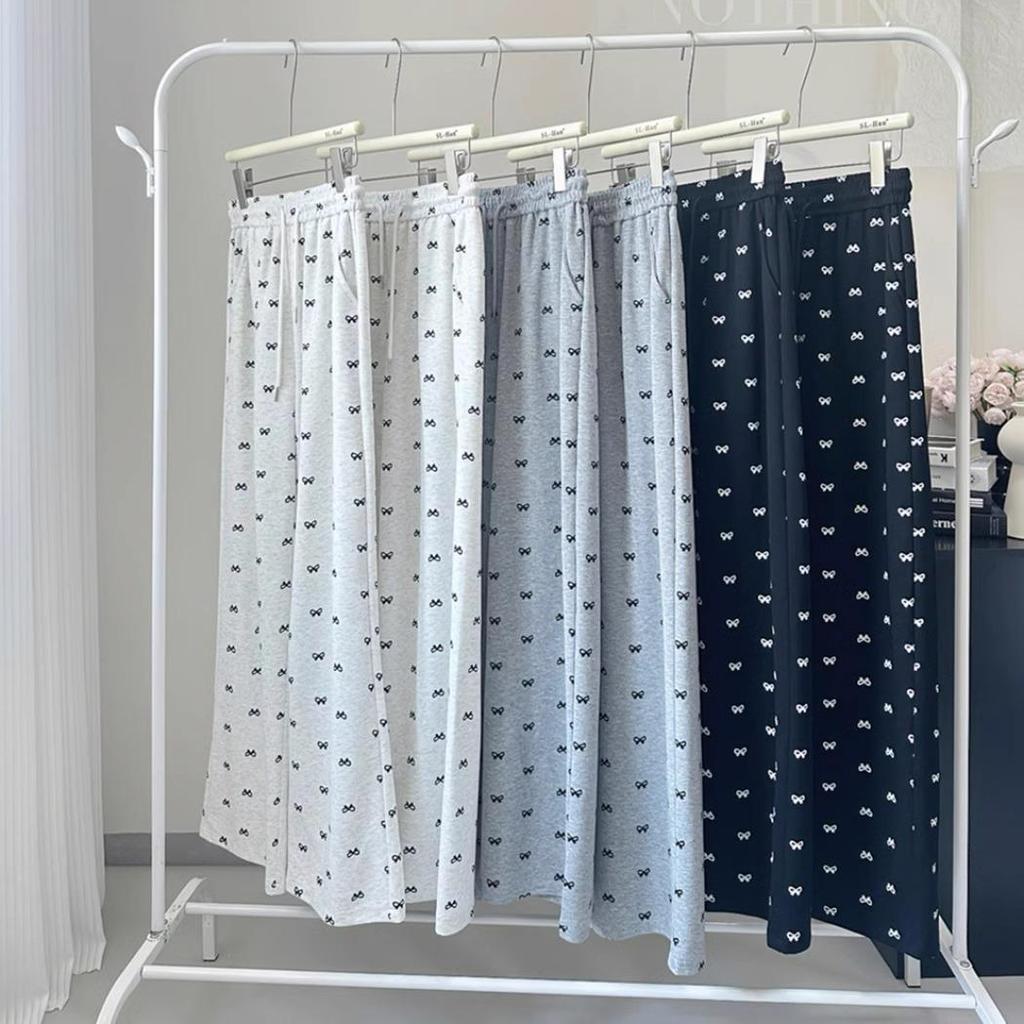 Women's High-Waist Wide-Leg Pants - Petite Spring/Autumn Casual Bow Detail