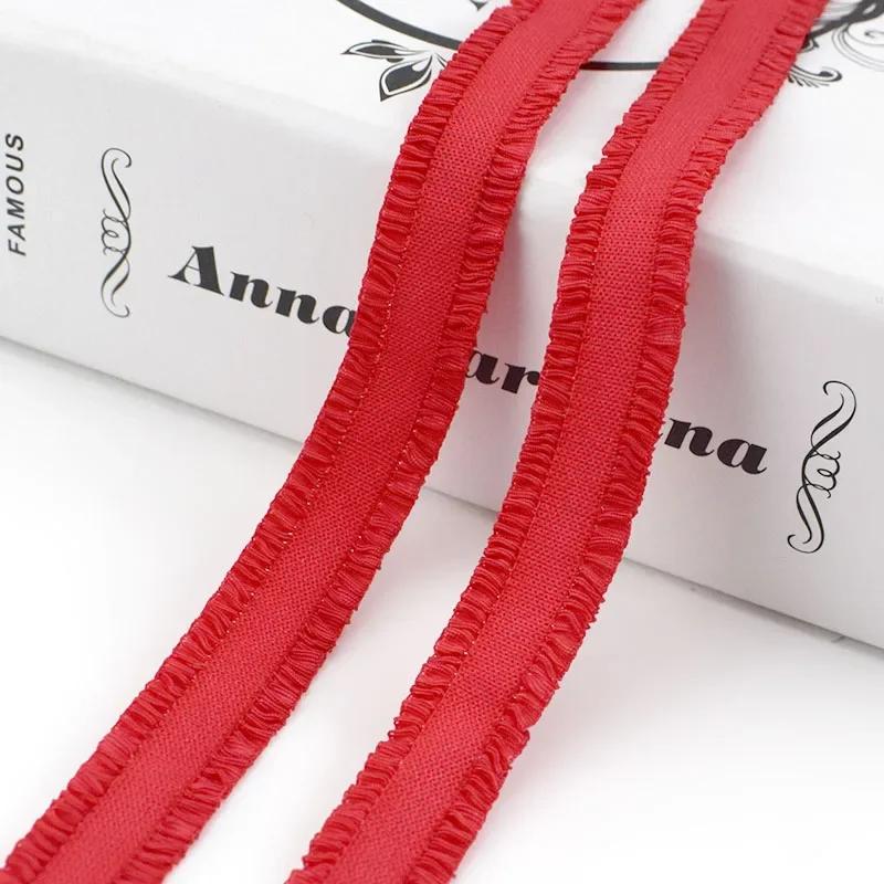 5/10Yards Meetee 12mm Ruffled Elastic Band Colorful Pleated Stretch Lace Trim Headdress Ribbon DIY Garment Sewing Accessories