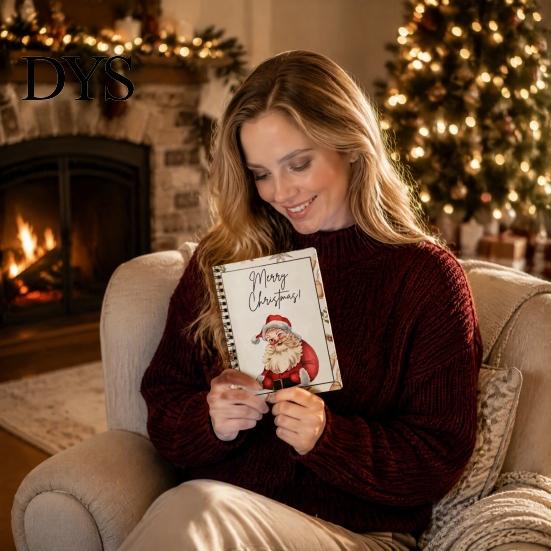 Commemorative Card Collection Book Highland Cow Christmas Organizer, Spiral Bound Storage Book, Durable Album Coil Binding Portable for Gift Cards And