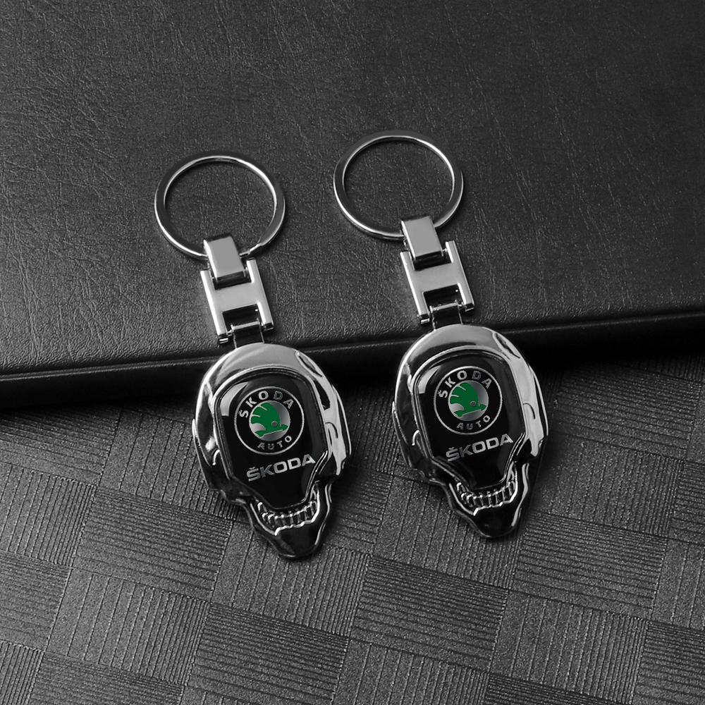 3D Metall/Leder Auto Logo Schlüsselanhänger Schlüsselring Anhänger Zubehör für Skoda Octavia Rapid Fabia Superb Kodiaq Karoq Kamiq Scala fscx84