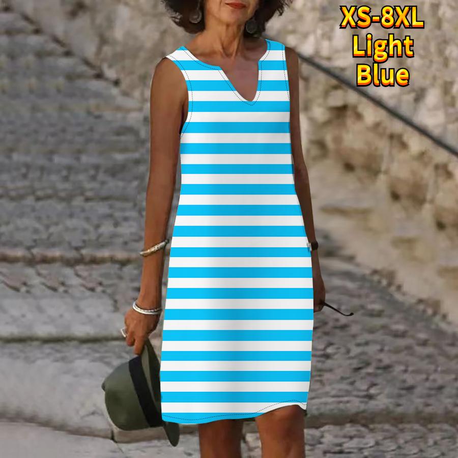 Rochie cu imprimeu cu dungi de zebră de vară pentru femei, cu decolteu în V, ocazional, fără mâneci, la modă, lejer, sexy, rochii mari mari XS-8XL