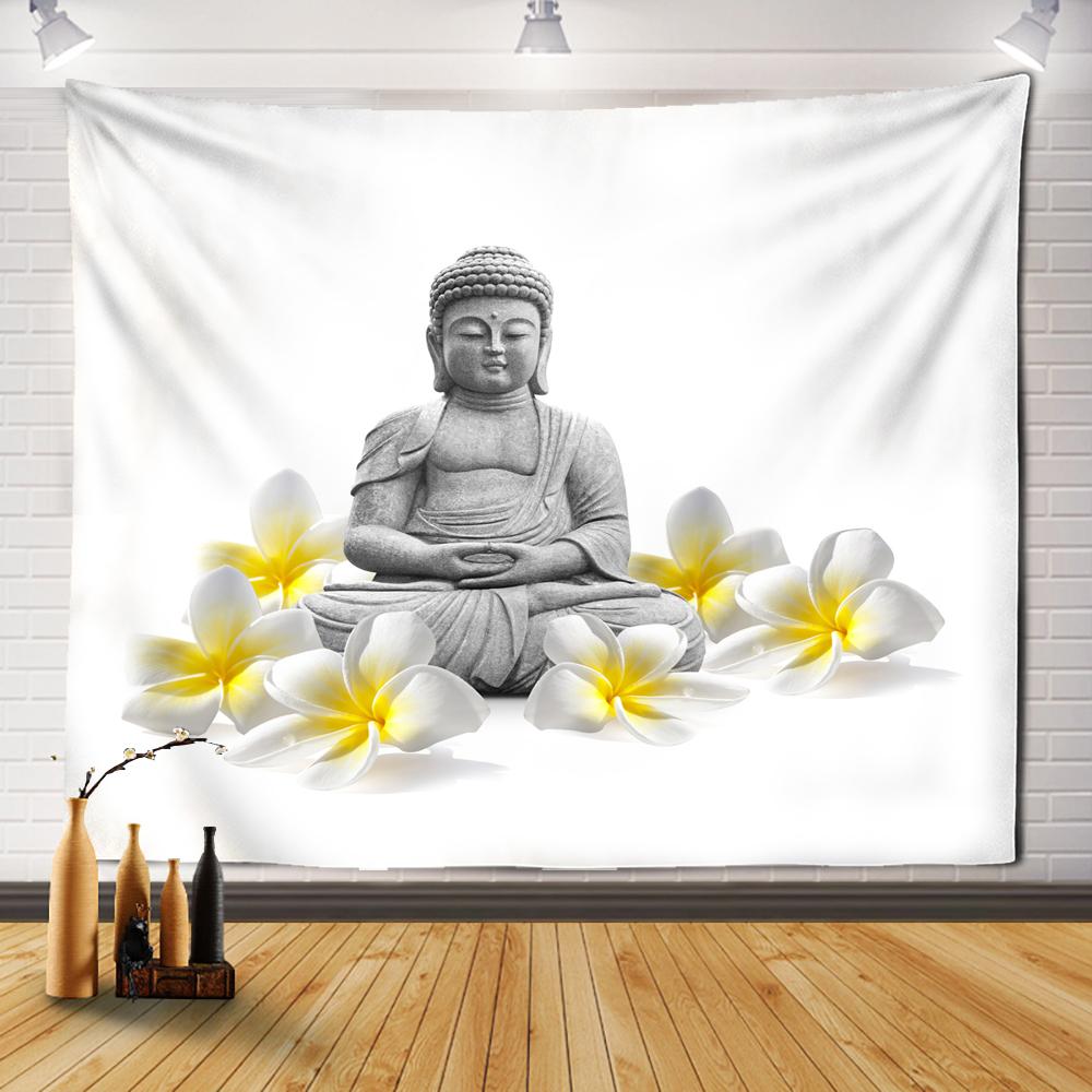 Buddha Wandteppich Blume Wandbehang Räucherkerze Buddha Statue Heimkunst Dekoration Schlafzimmer Wohnzimmer Hängevorhang