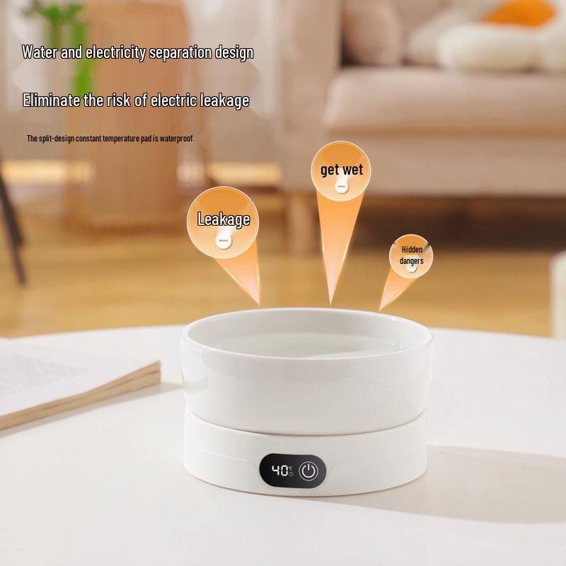 Anti-Tip Ceramic Cat Bowl: Heated Pet Water Fountain