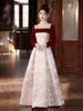 Elegant Long Sleeve Velvet Wedding Dress for Pregnant Women High Waist A-Line Skirt Formal Evening Gown Perfect for Engagemen...