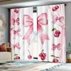 Bow Cherry Print Curtains Cute Design Princess Living Room Decor Curtain Polyester Machine Washable Perfect For Area