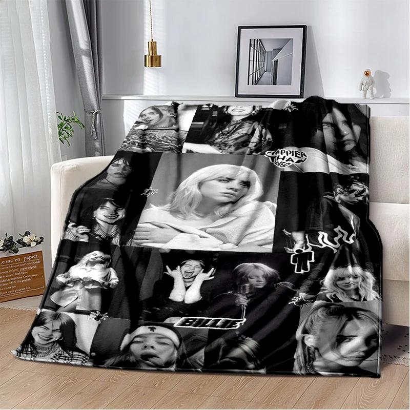3D Hit Me Hard and Soft Billie Eilish Zpěvačka Měkká flanelová deka na postel, ložnici, pohovku, piknik, přehoz na přikrytí, dárek pro děti