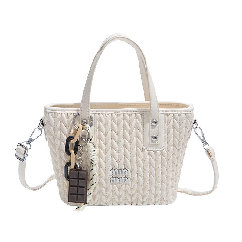 

Chic Woven Textured Crossbody Tote - Women s Autumn/Winter Minimalist Bucket Bag белый