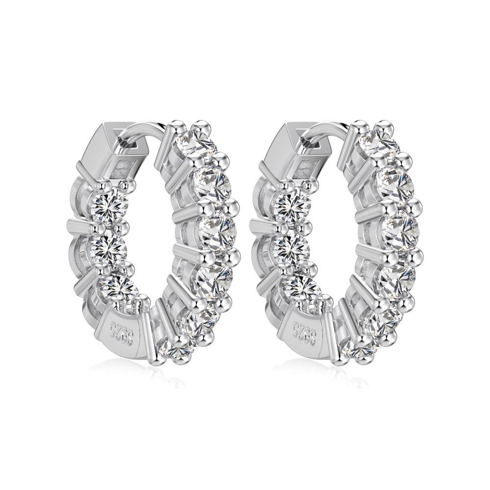 Exquisite European S925 Sterling Silver Rhinestone Earrings for Women S925 Silver