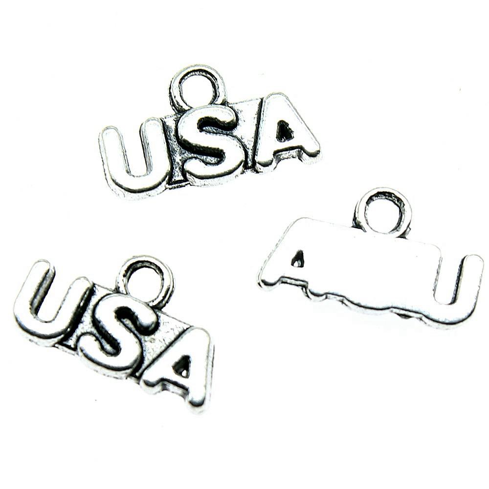 

20 шт. США Шармы Шармы Антикварный серебристый цвет цинковый сплав 15X9 мм