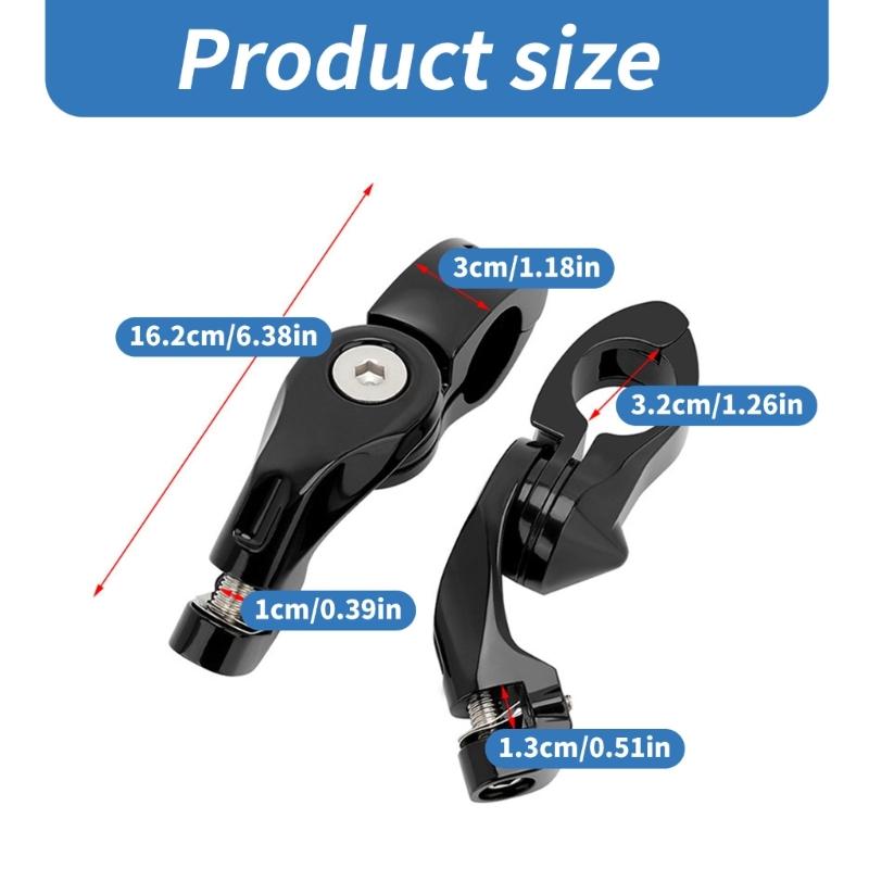 Motorcycle Highway Pegs Short Angled ride Footrests with Adjustable Mount Aluminum Rubber for 1.25" Engine Guard