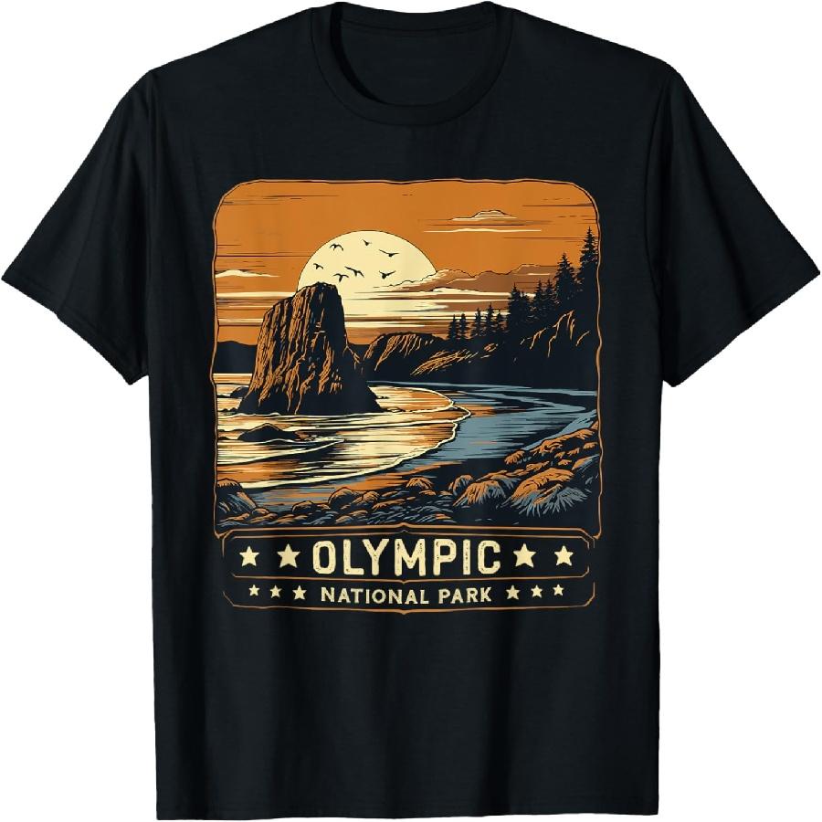 Винтажная футболка Национальный парк Олимпик Вашингтон Приключения Ретро Футболка S