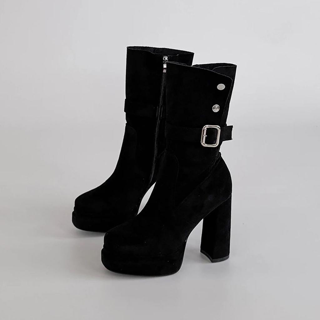 Spice Girl Waterproof Platform High-heeled Boots Children 2025 Summer New Absolutely Unique Child Fashion Versatile Thick Heel Elastic Thin Boots