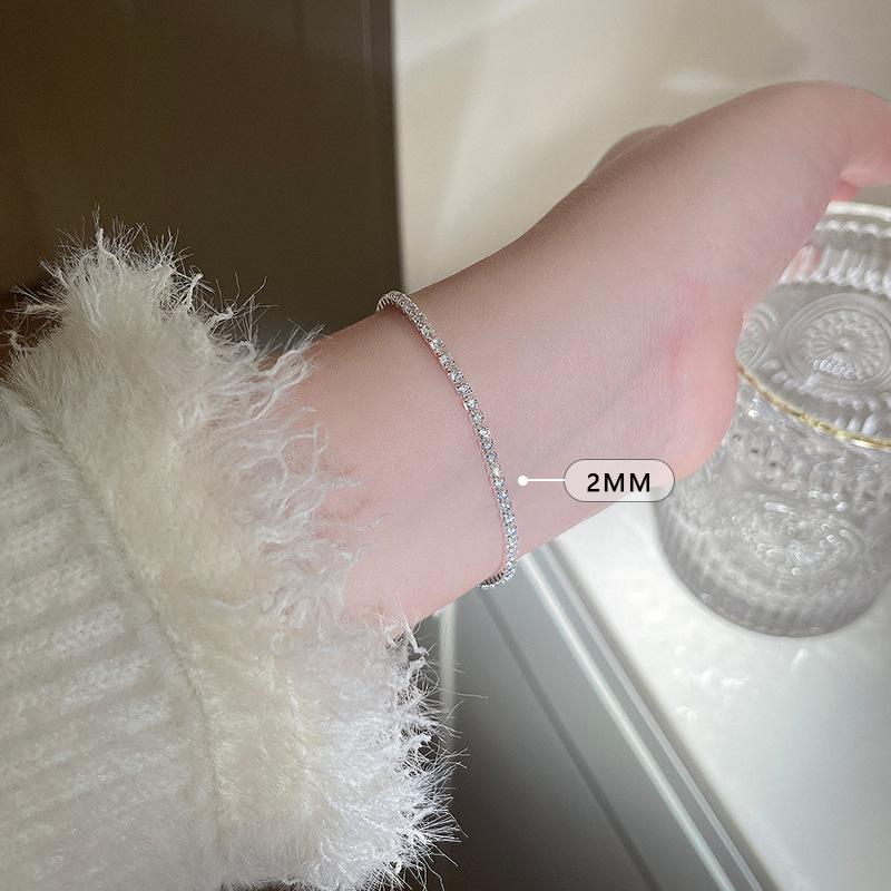 New 925 Silver Bracelet Simple Shiny Zircon Bracelet Temperament Personality Women Accessories Birthday Party Gift