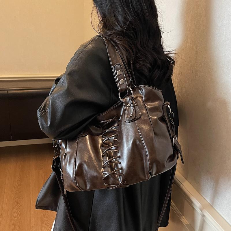 Vintage Coffee Shoulder Bag High End Lady Commute Handbag Quality Pu Leather Crossobdy Travel Tote Bag Female Big Shopping Bag