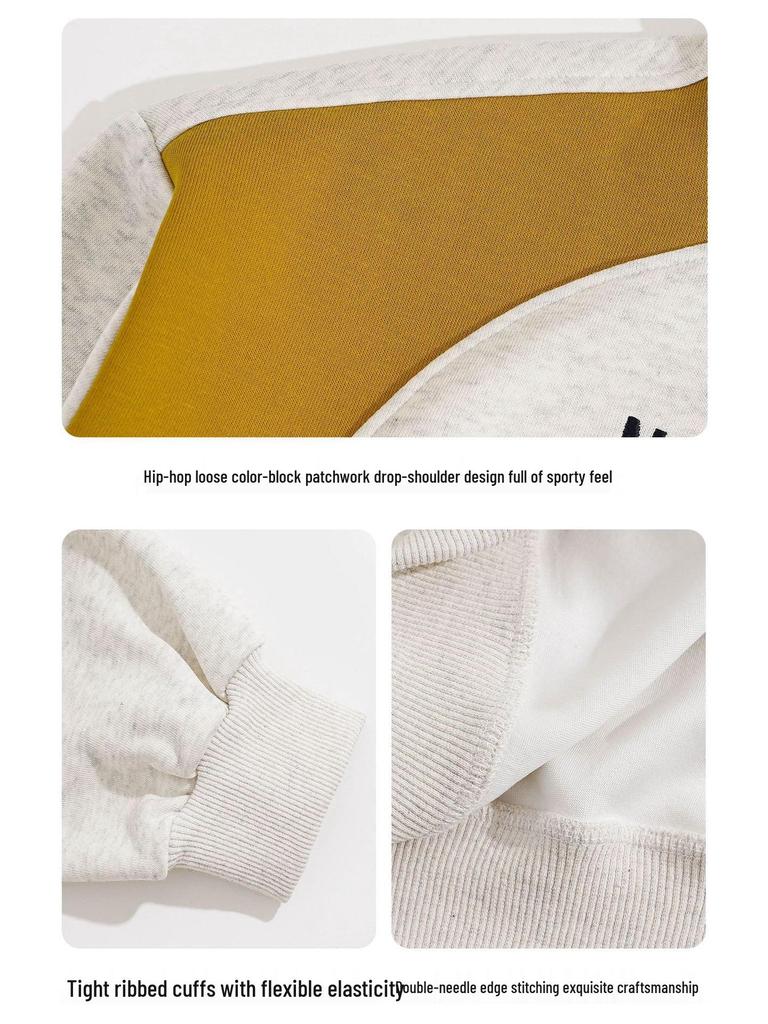 Bluza dla dziewczynek w stylu koreańskim z patchworkowym blokiem kolorów, zapinana na pół zamek - modna i stylowa na jesień