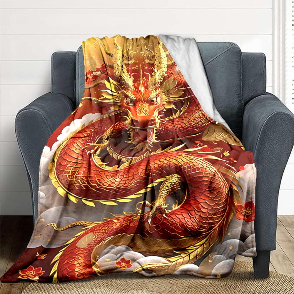 

1pc Dragon, Traditional Art Blanket Lightweight Blanket Throw Blanket For Sofa, Bed, Travel, Camping, Livingroom, Office, Couch, Chair yy251010071 100x150cm