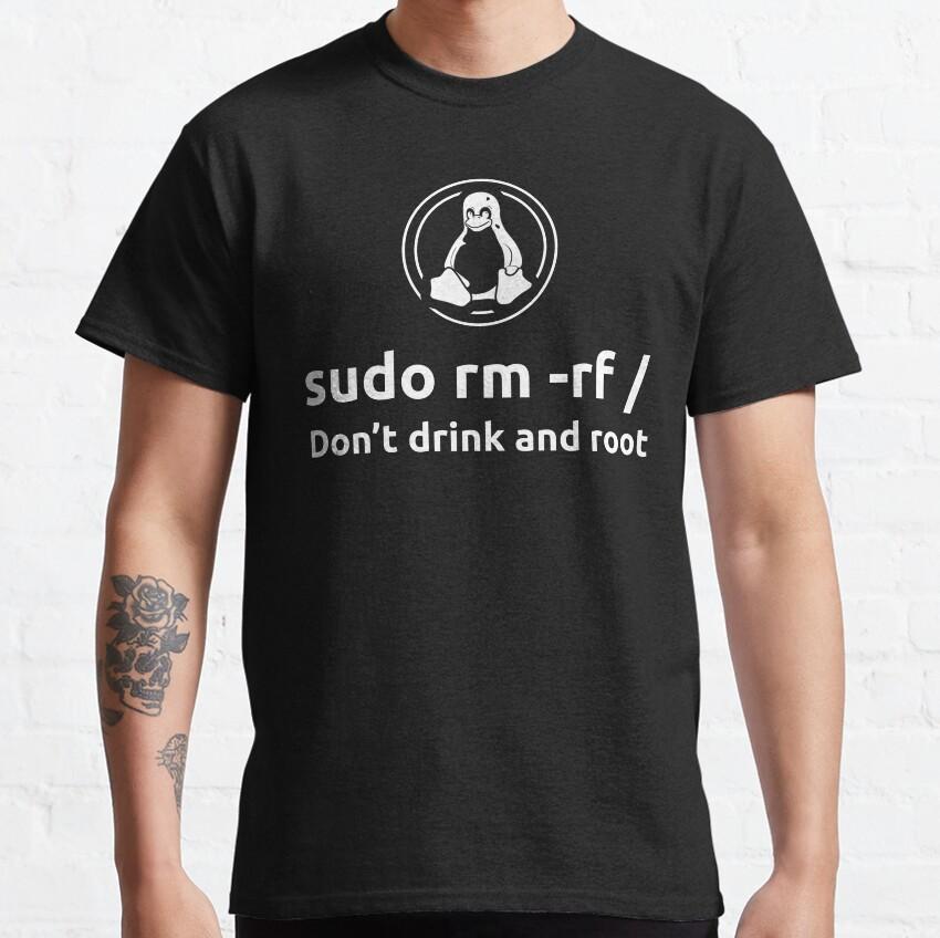 Sudo Rm -rf  GAME OVER Linux Command Geek Nerd Terminal Ubuntu Computer 100% Cotton Clothing Printed Plus Size T-Shirt for Man