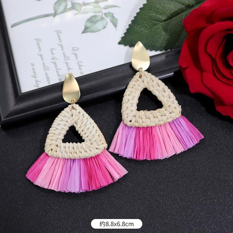 Vintage Urlaubs Rattan Bast Ohrstecker Weiblichkeit Strand Ohrringe personalisierte Ohrringe handgemachte Ohrringe