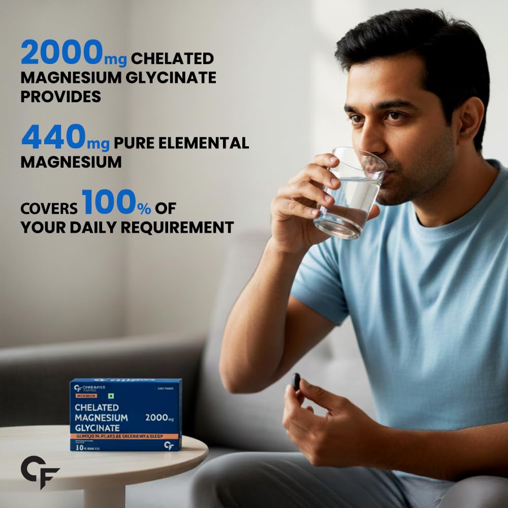 Carbamide Forte Chelated Magnesium Glycinate 2000mg Supplement 10 Veg Tablets for Muscle & Bone Support