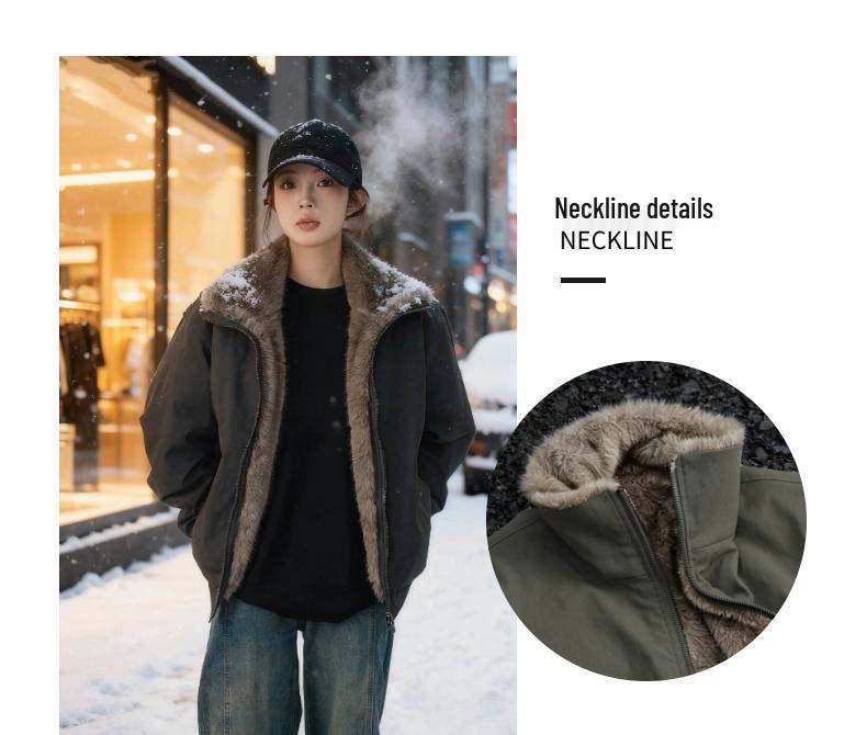 Reversible Golden Eagle Thick Stand-Collar Cotton Jacket - Trendy, Warm, Unisex Winter Coat
