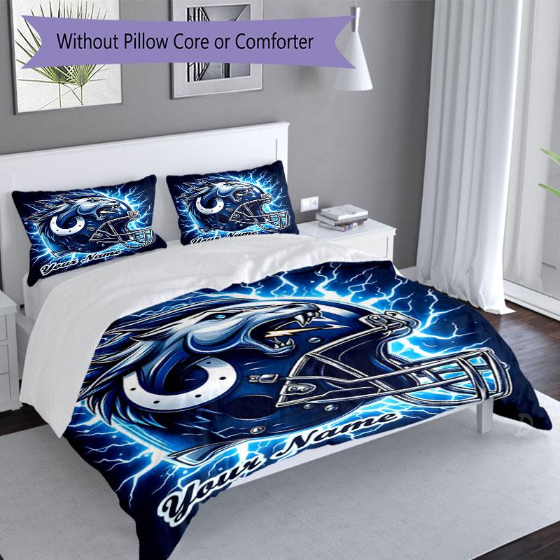 3PC Custom Name Football Helmet Design" Bedding Set Printed  Bedding Set Duvet Cover Closure Includes 1 Duvet Cover & 249 Pillowcases for Bedroom