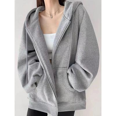 Kadın Bahar Gevşek kapüşonlu eşofman üstü Fermuar Hırka Uzun Kollu Hoodie Sonbahar Kadın Giyim Üst