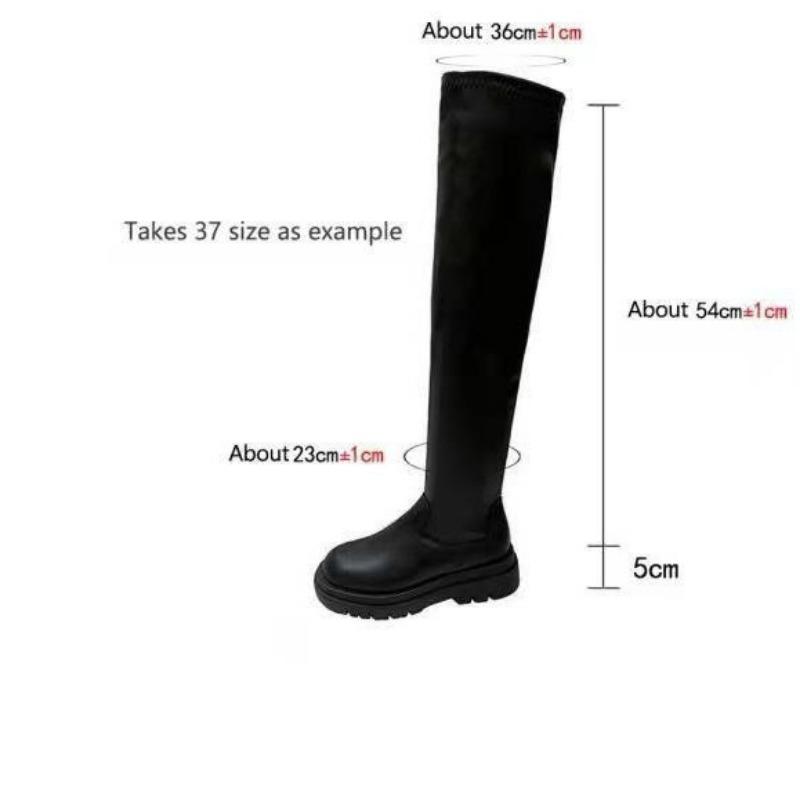 New Large-size Women's Boots, Autumn and Winter Thick-soled Over-the-knee Boots, Thin Tall Elastic Thin Boots for Women